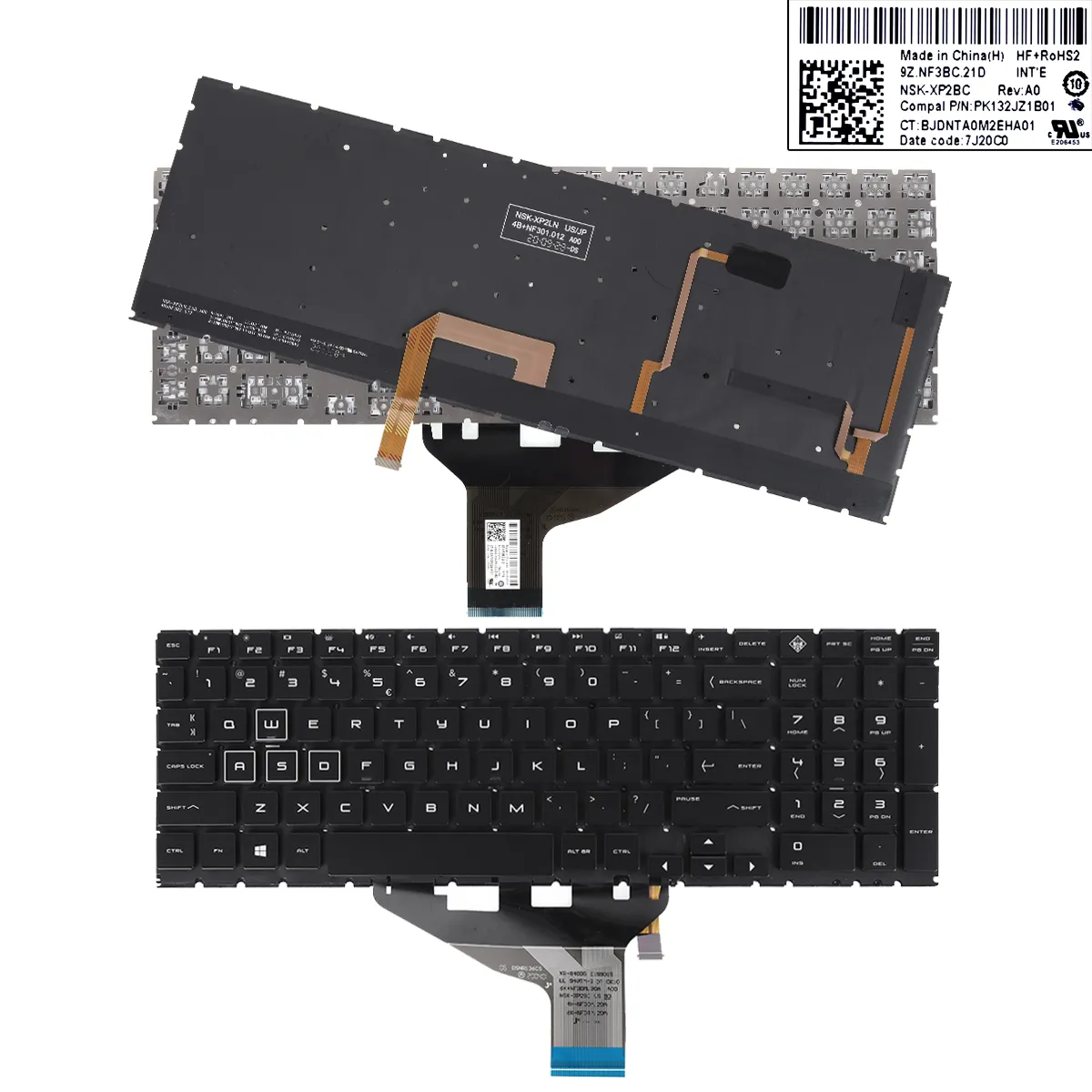 Picture of Laptop US keyboard forHP omen 15-DC TPN-Q211 15-dc000 15t-dc000 15-dc0010nr BLACK ( Full Colorful Backlit,Without Frame,WIN8) 